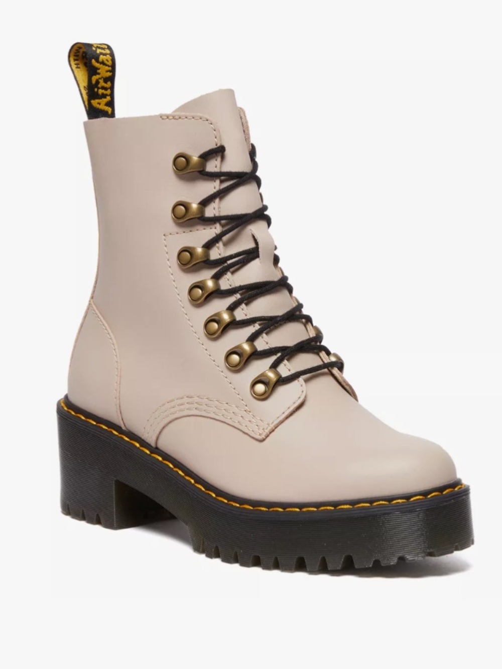 Dr. Martens Leona Lace Up Lug Sole Combat Boots - Vintage Taupe - Size 8